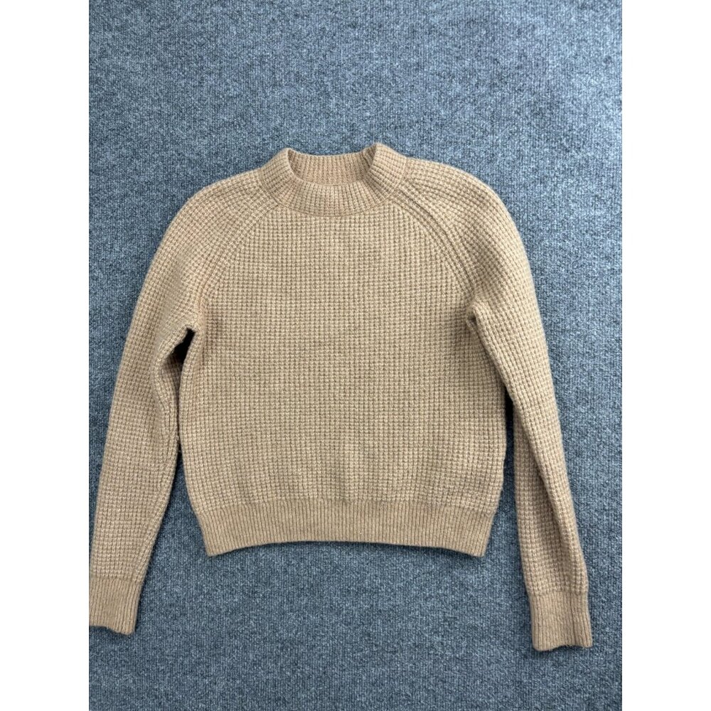 Banana Republic Sweater Womens Small Beige Wool Mock Neck Raglan Pullover